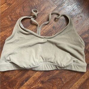 Alo Yoga Sports Bra Brown Size Large Missing Cups  Rib Knit